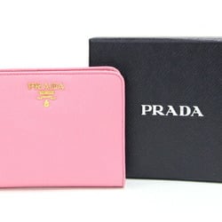 Prada Bi-fold Wallet 1M1271 Pink Leather Compact No Bill Compartment Women's PRADA