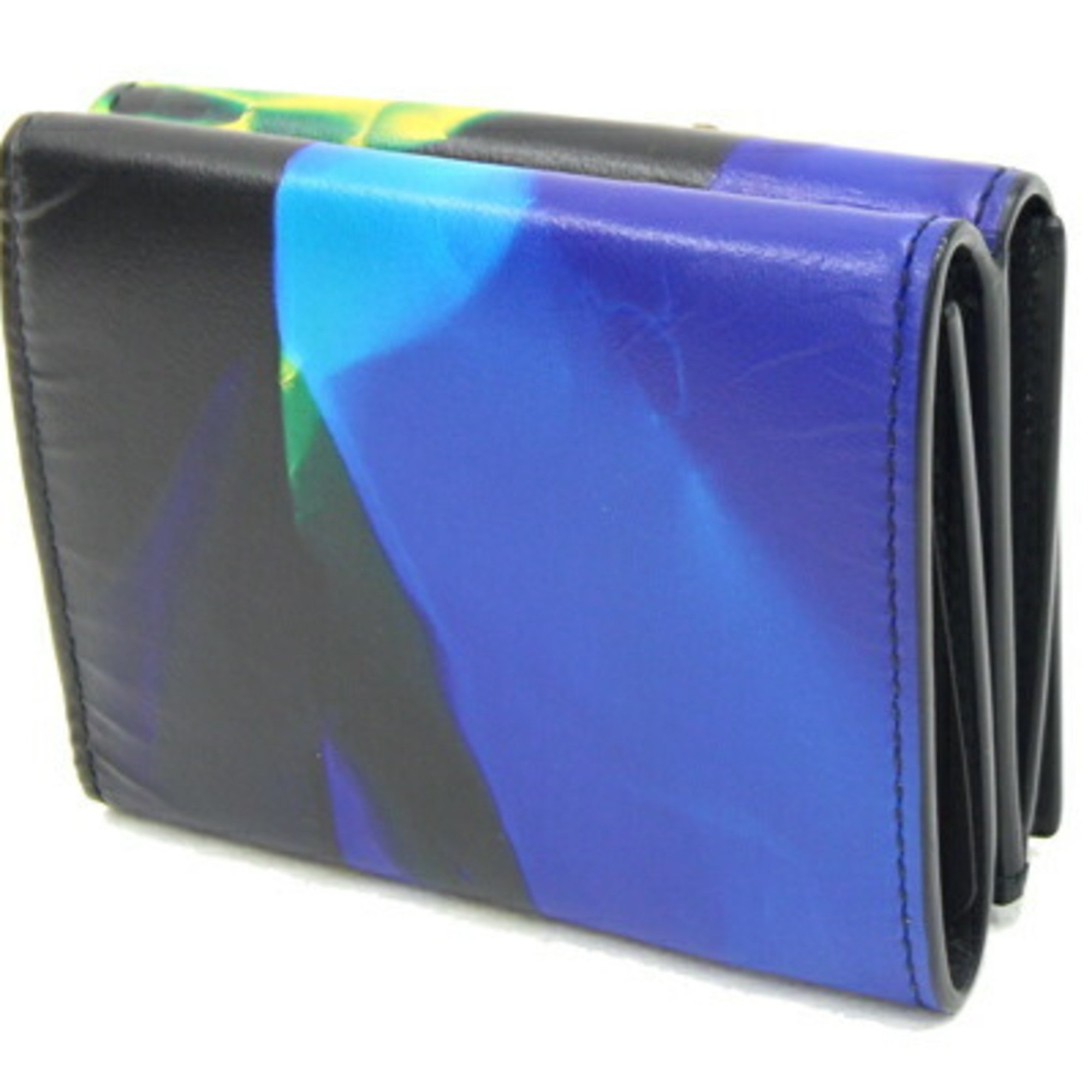 Dunhill Tri-fold Wallet Black Multi-Color Leather Compact Men's dunhill