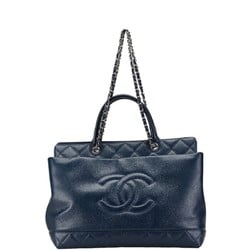 Chanel Matelasse Coco Mark Handbag Shoulder Bag Navy Caviar Skin Women's CHANEL