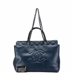 Chanel Matelasse Coco Mark Handbag Shoulder Bag Navy Caviar Skin Women's CHANEL