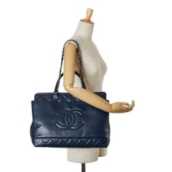 Chanel Matelasse Coco Mark Handbag Shoulder Bag Navy Caviar Skin Women's CHANEL