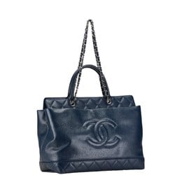 Chanel Matelasse Coco Mark Handbag Shoulder Bag Navy Caviar Skin Women's CHANEL