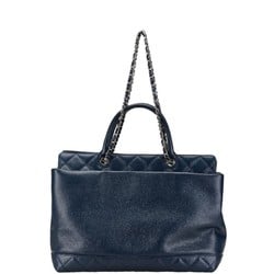 Chanel Matelasse Coco Mark Handbag Shoulder Bag Navy Caviar Skin Women's CHANEL