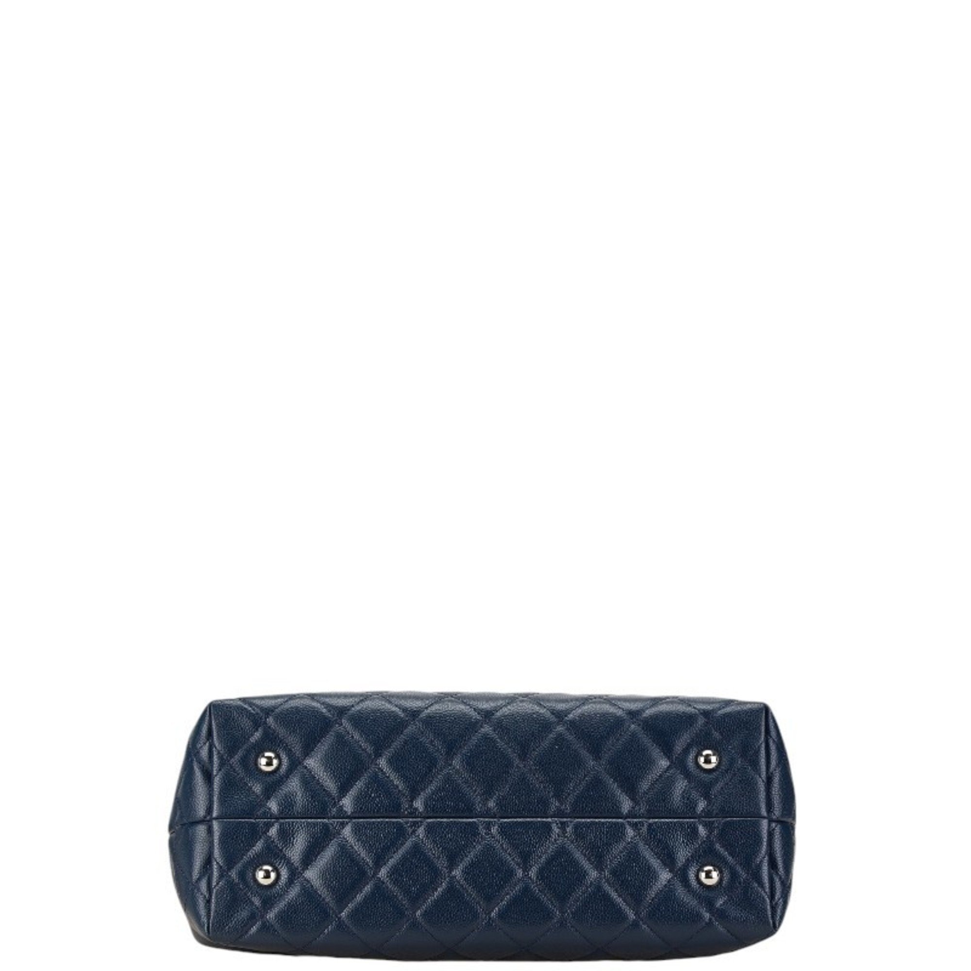 Chanel Matelasse Coco Mark Handbag Shoulder Bag Navy Caviar Skin Women's CHANEL