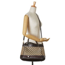 Gucci GG Canvas Mayfair Ribbon Motif Handbag Shoulder Bag 269894 Beige Brown Leather Women's GUCCI