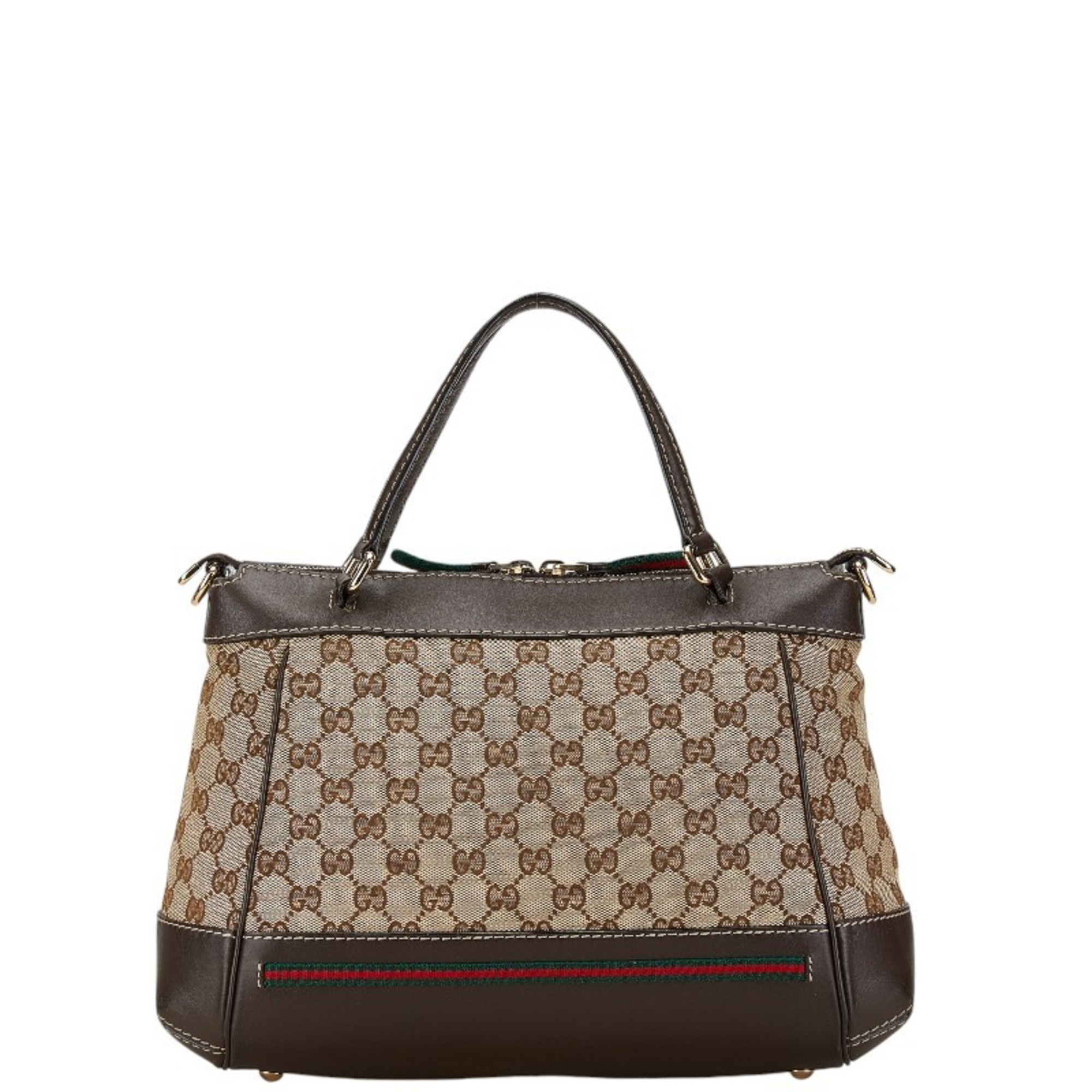 Gucci GG Canvas Mayfair Ribbon Motif Handbag Shoulder Bag 269894 Beige Brown Leather Women's GUCCI