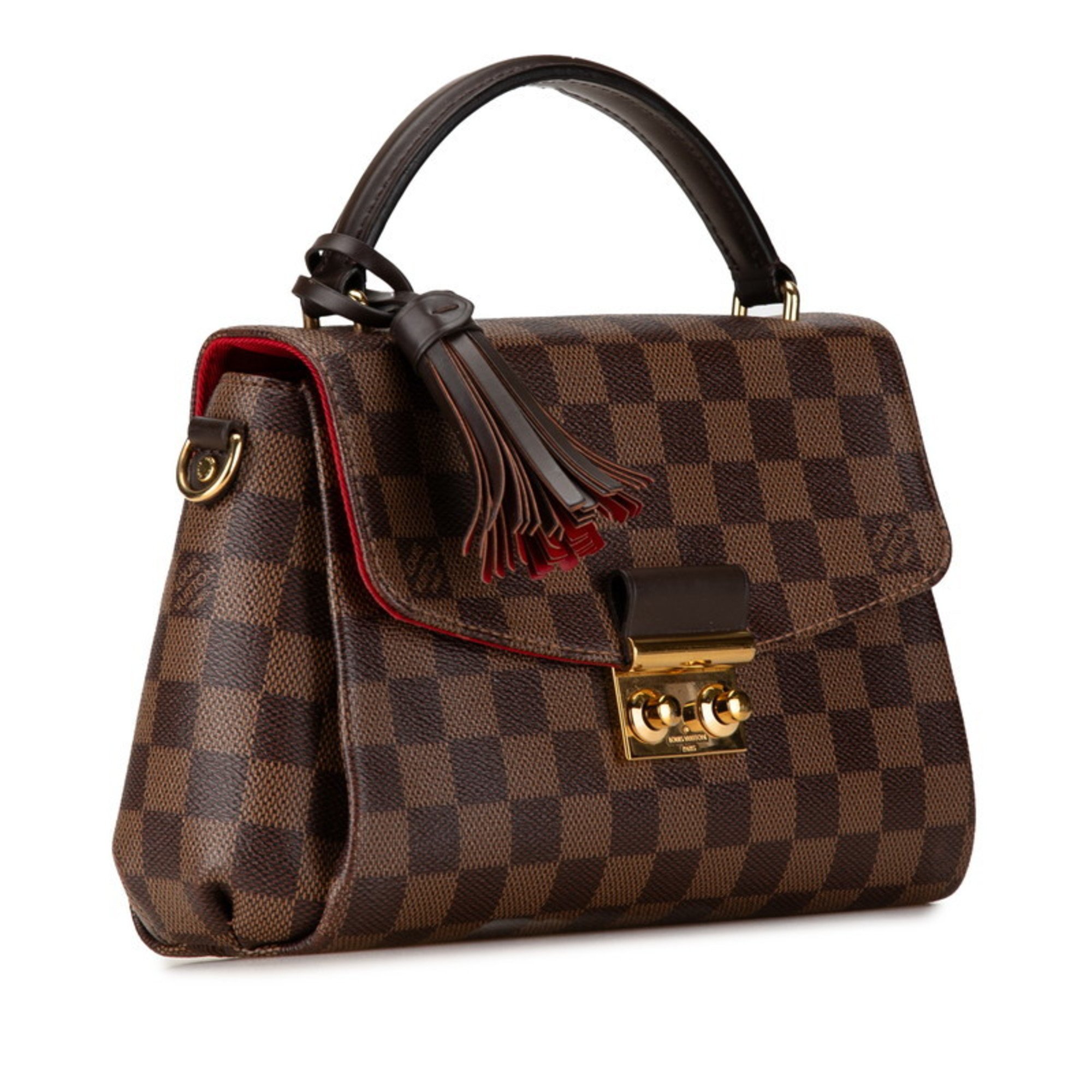 Louis Vuitton Damier Croisette PM Handbag Shoulder Bag N53000 Brown PVC Leather Women's LOUIS VUITTON