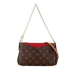 Louis Vuitton Monogram Pallas Scratch Chain Handbag Shoulder Bag M41638 Brown Red PVC Leather Women's LOUIS VUITTON