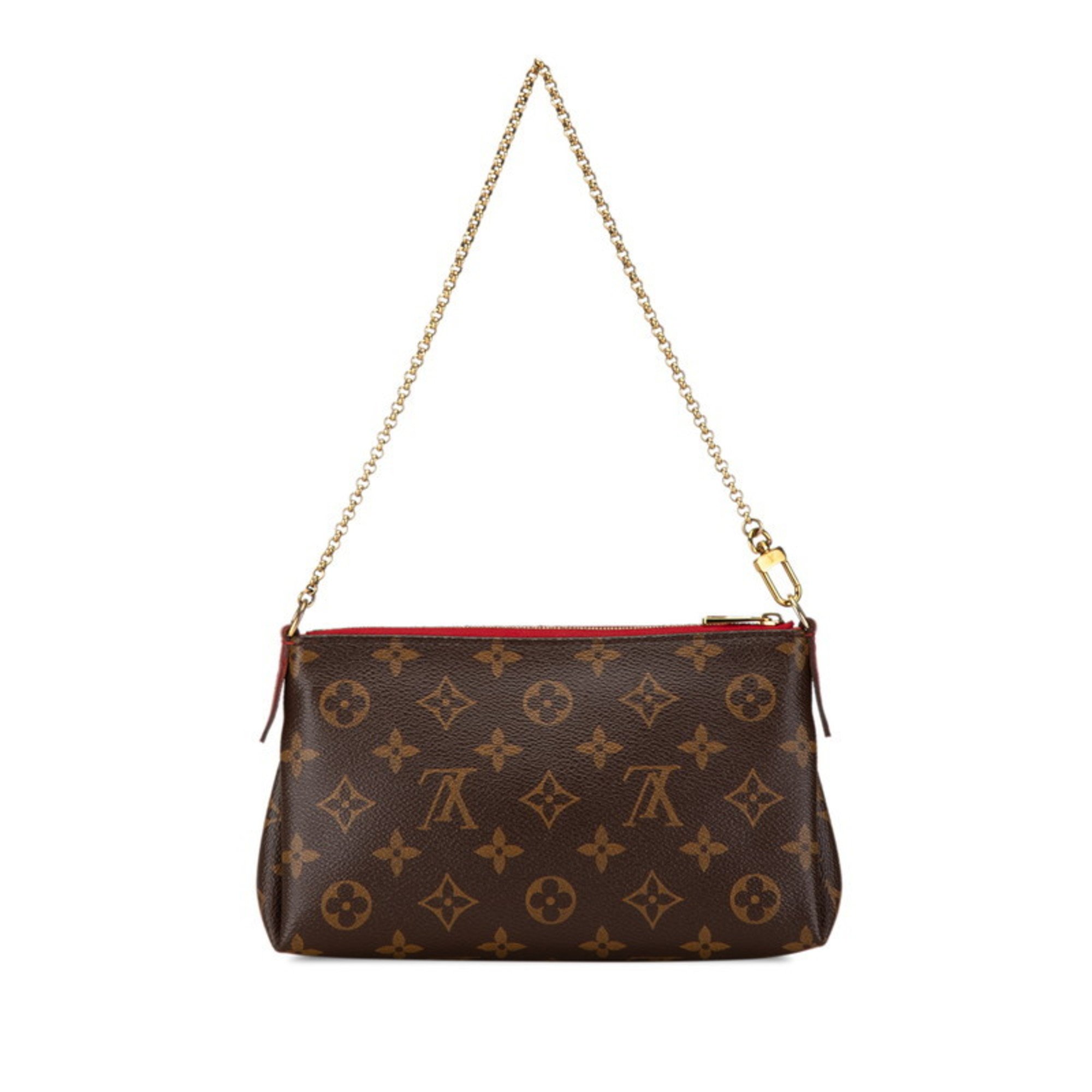 Louis Vuitton Monogram Pallas Scratch Chain Handbag Shoulder Bag M41638 Brown Red PVC Leather Women's LOUIS VUITTON