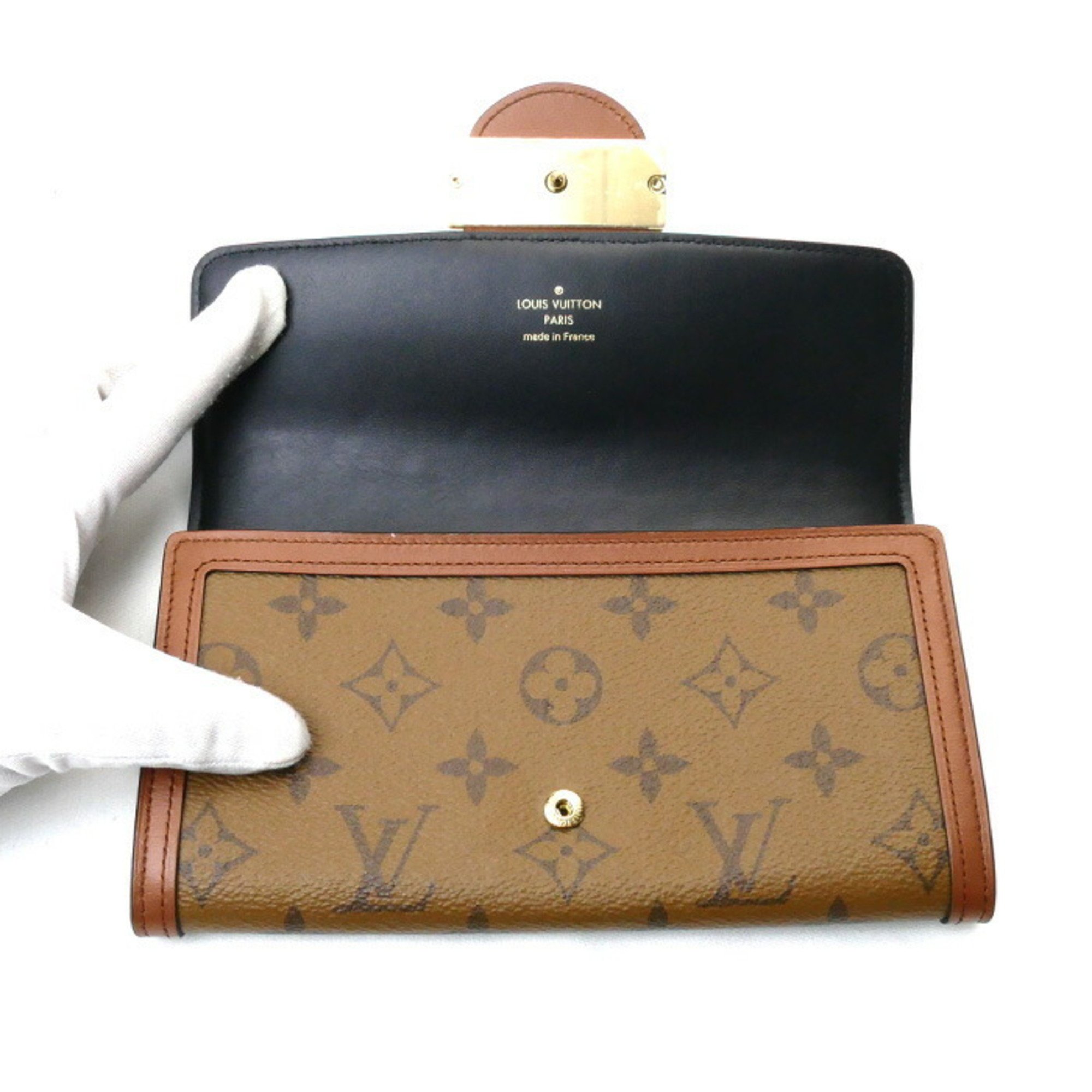 LOUIS VUITTON Louis Vuitton Portefeuille Sarah Dauphine Long Wallet Monogram Reverse M46645 Women's