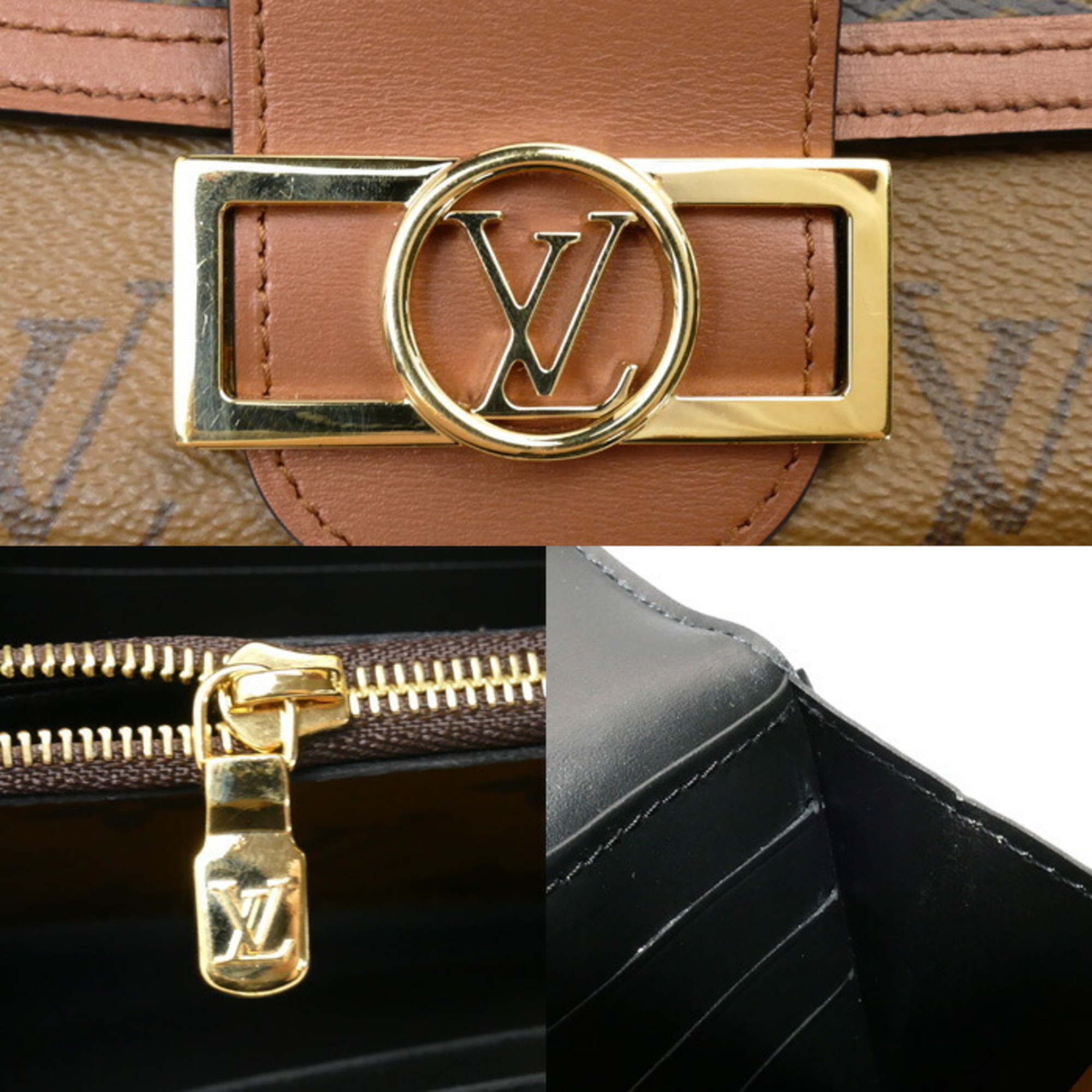 LOUIS VUITTON Louis Vuitton Portefeuille Sarah Dauphine Long Wallet Monogram Reverse M46645 Women's