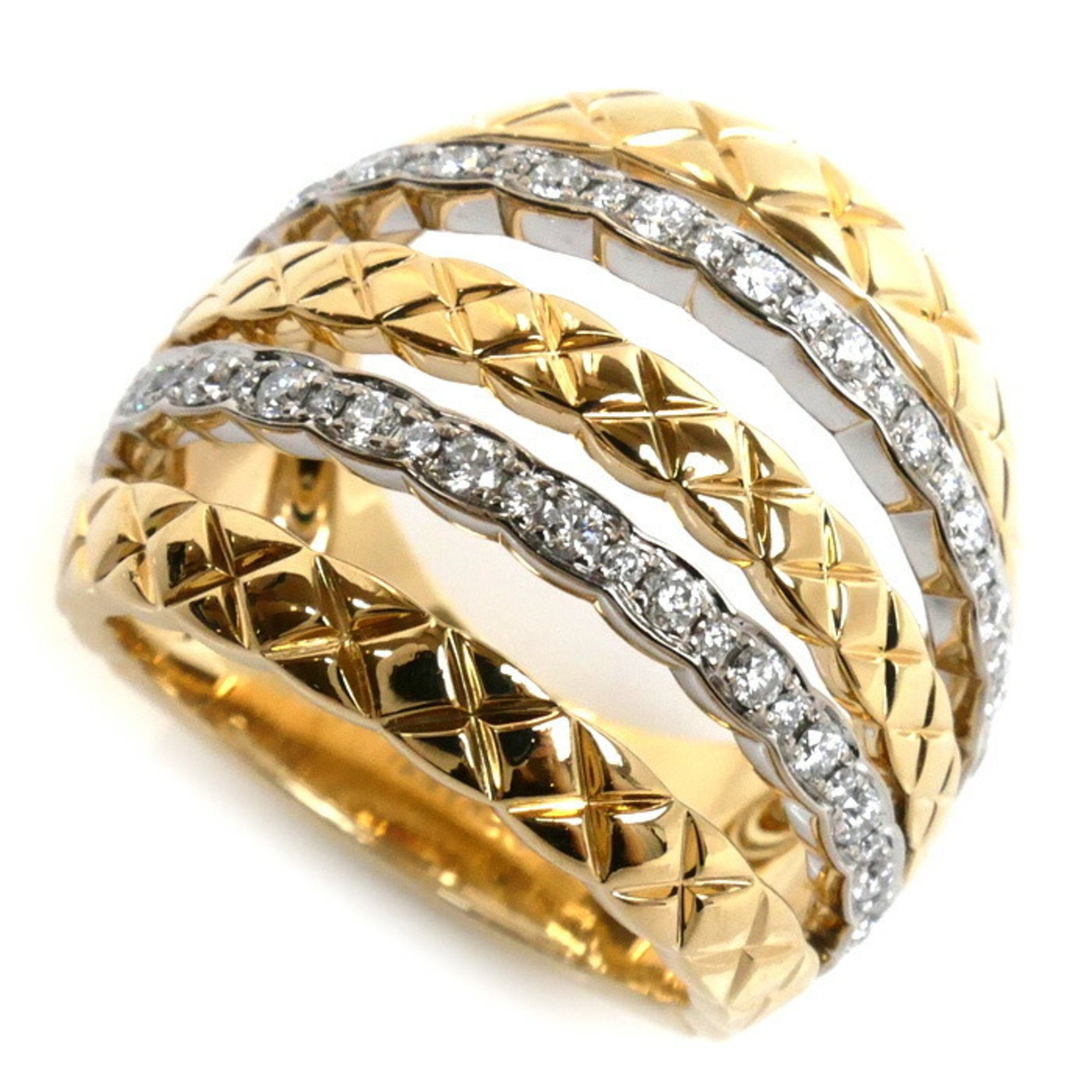 CHANEL K18YG Yellow Gold K18WG White Coco Crush YG x WG Diamond Ring Size 12.5 53 16.0g Women's