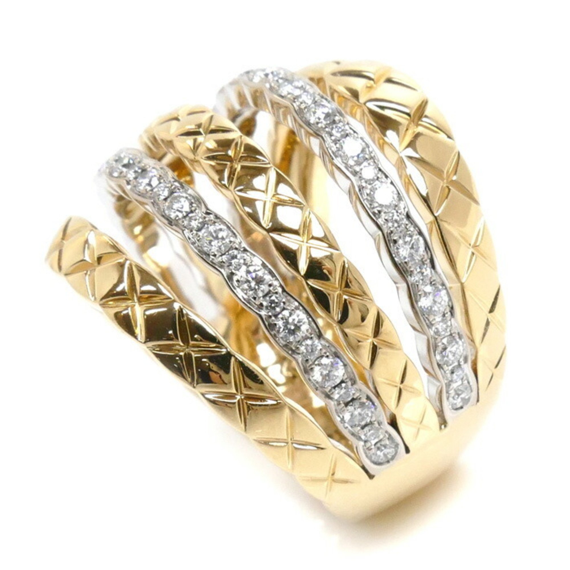 CHANEL K18YG Yellow Gold K18WG White Coco Crush YG x WG Diamond Ring Size 12.5 53 16.0g Women's