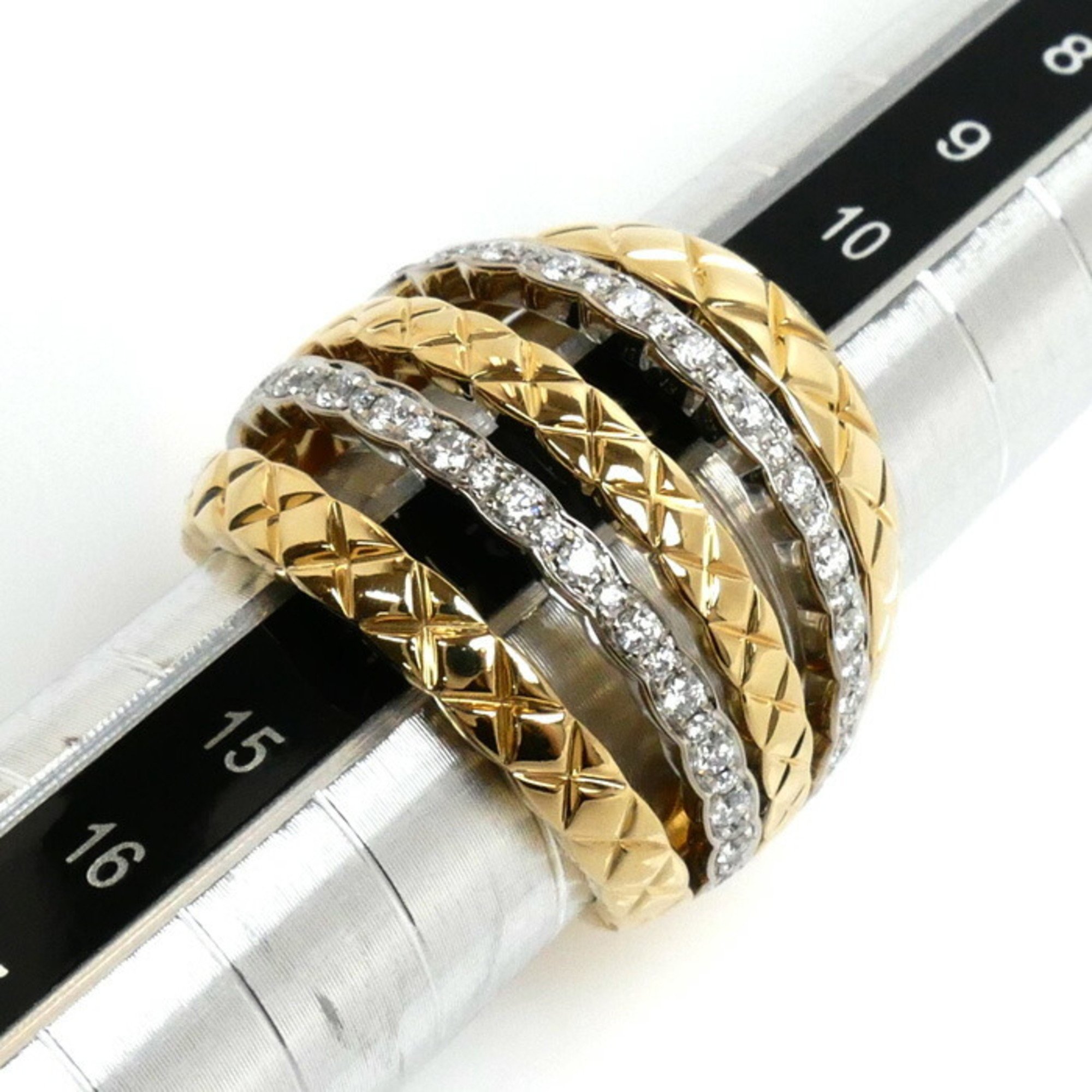 CHANEL K18YG Yellow Gold K18WG White Coco Crush YG x WG Diamond Ring Size 12.5 53 16.0g Women's