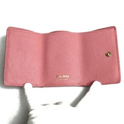 Miu Miu MIUMIU Compact Wallet Bicolor Tri-fold Pink Black 5MH021 Women's