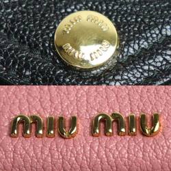 Miu Miu MIUMIU Compact Wallet Bicolor Tri-fold Pink Black 5MH021 Women's