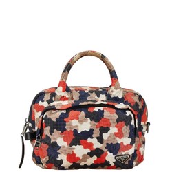 Prada Triangle Plate Camouflage Camo Pattern Handbag Shoulder Bag Orange Multicolor Canvas Women's PRADA