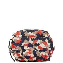 Prada Triangle Plate Camouflage Camo Pattern Handbag Shoulder Bag Orange Multicolor Canvas Women's PRADA