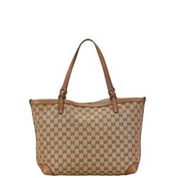 Gucci GG Canvas Tote Bag Shoulder 247209 Beige Leather Women's GUCCI