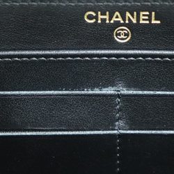 CHANEL Chanel CC Filigree Round Zip Wallet Caviar Skin Long Black Wine Red A84449 Women's