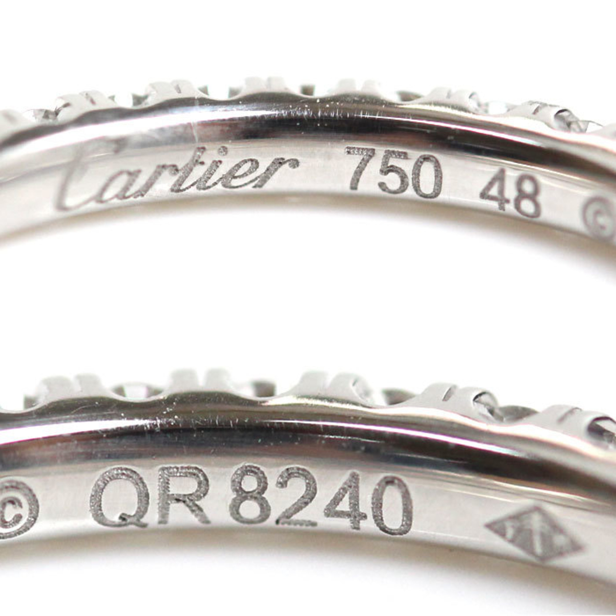 CARTIER K18WG White Gold Full Eternity Ring B4077948 Diamond Size 7.5 48 1.6g Women's