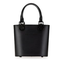 Salvatore Ferragamo Gancini Bucket Handbag Black Rubber Leather Women's