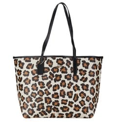 Coach Leopard Animal Handbag Tote Bag F35874 White Brown Black PVC Leather Women's COACH