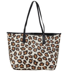 Coach Leopard Animal Handbag Tote Bag F35874 White Brown Black PVC Leather Women's COACH