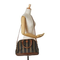 FENDI Pecan Handbag Shoulder Bag Brown Black PVC Leather Women's