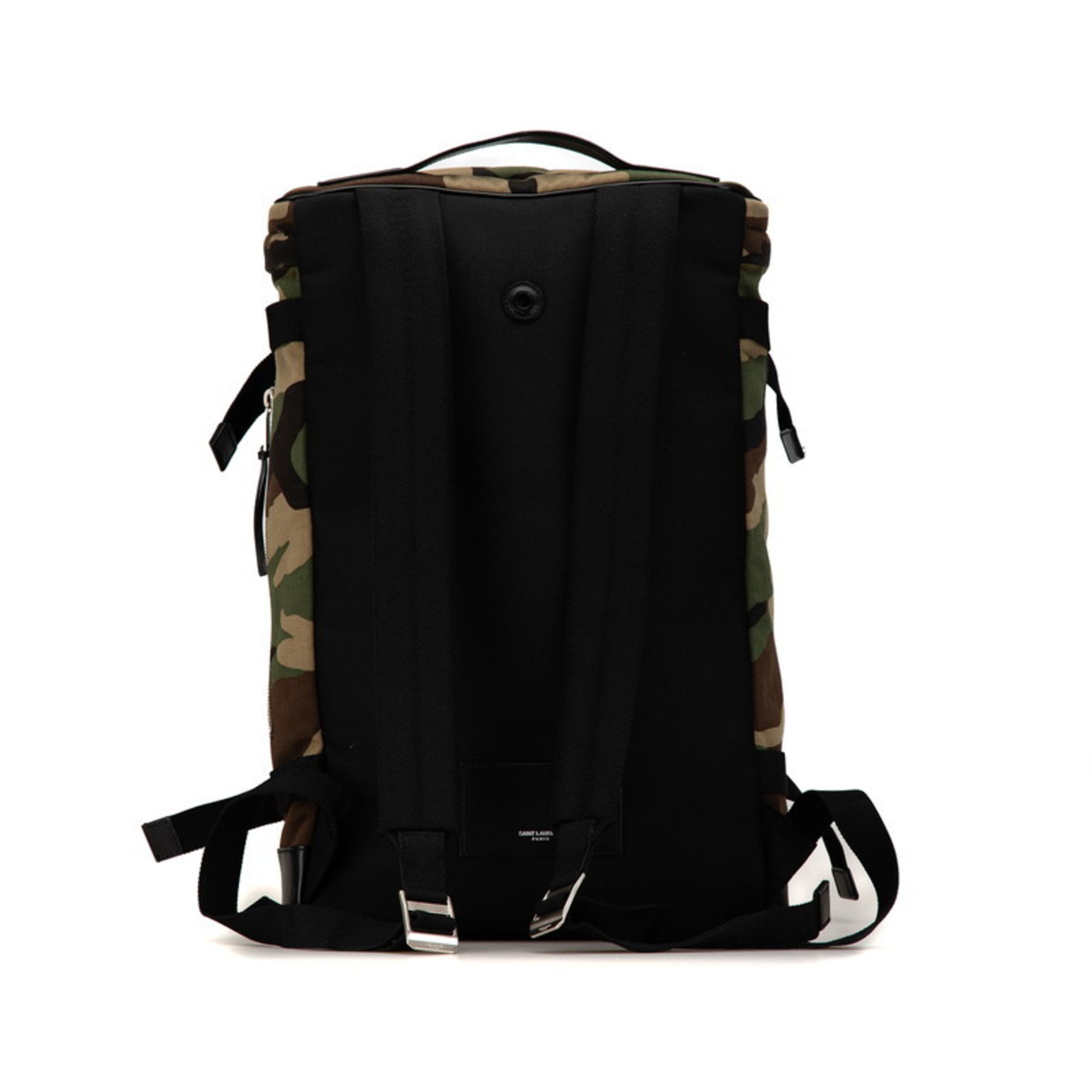 Saint Laurent Camouflage Backpack Khaki Green Canvas Leather Women's SAINT LAURENT