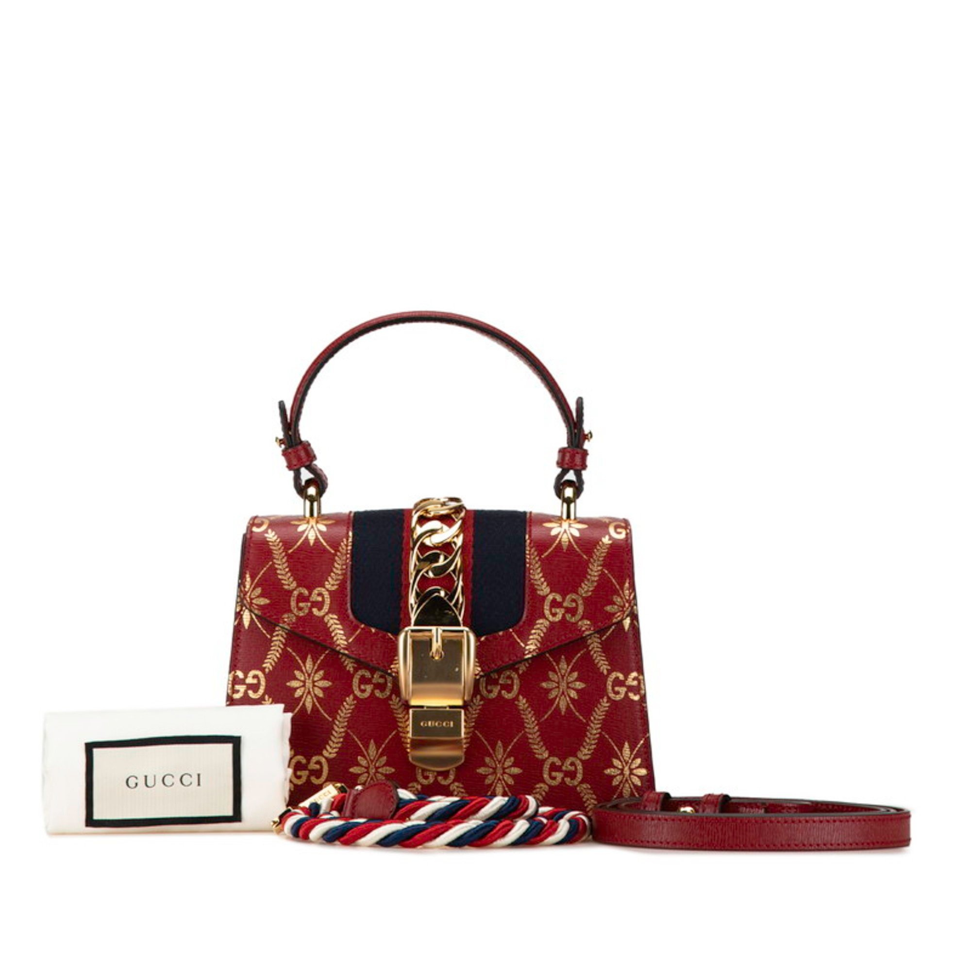 Gucci Sylvie Handbag Shoulder Bag 470270 Red Leather Women's GUCCI