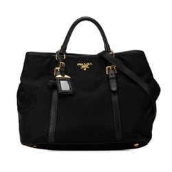 Prada handbag tote bag black nylon leather women's PRADA