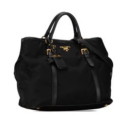 Prada handbag tote bag black nylon leather women's PRADA