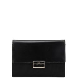 Gucci Second Bag Clutch 018.1613.002214 Black Silver Canvas Leather Women's GUCCI