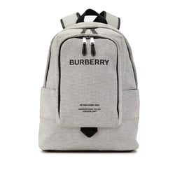 Burberry Backpack Light Grey Black Canvas Leather Women's BURBERRY