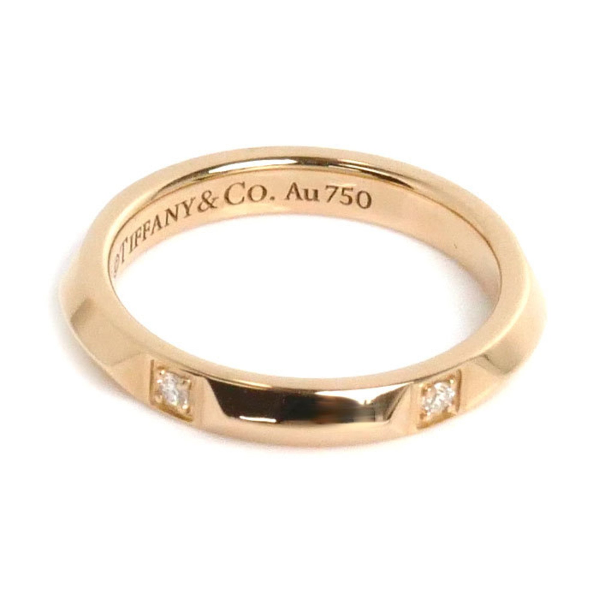 TIFFANY&Co. Tiffany K18PG Pink Gold True Band Ring Diamond Size 6.5 2.9g Women's