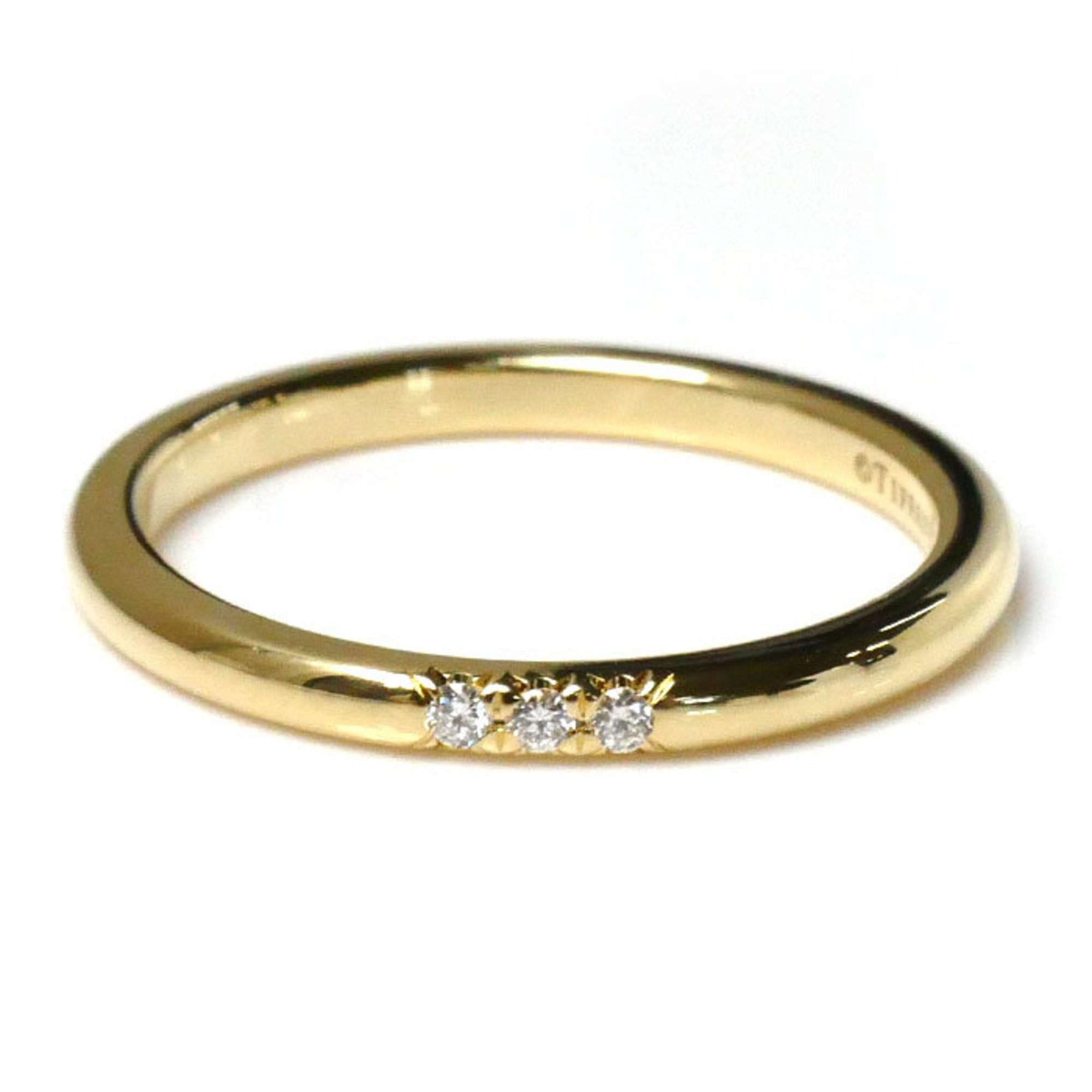 TIFFANY&Co. Tiffany K18YG Yellow Gold Classic Forever Band Ring, Diamond, Size 10.5, 2.3g, Women's