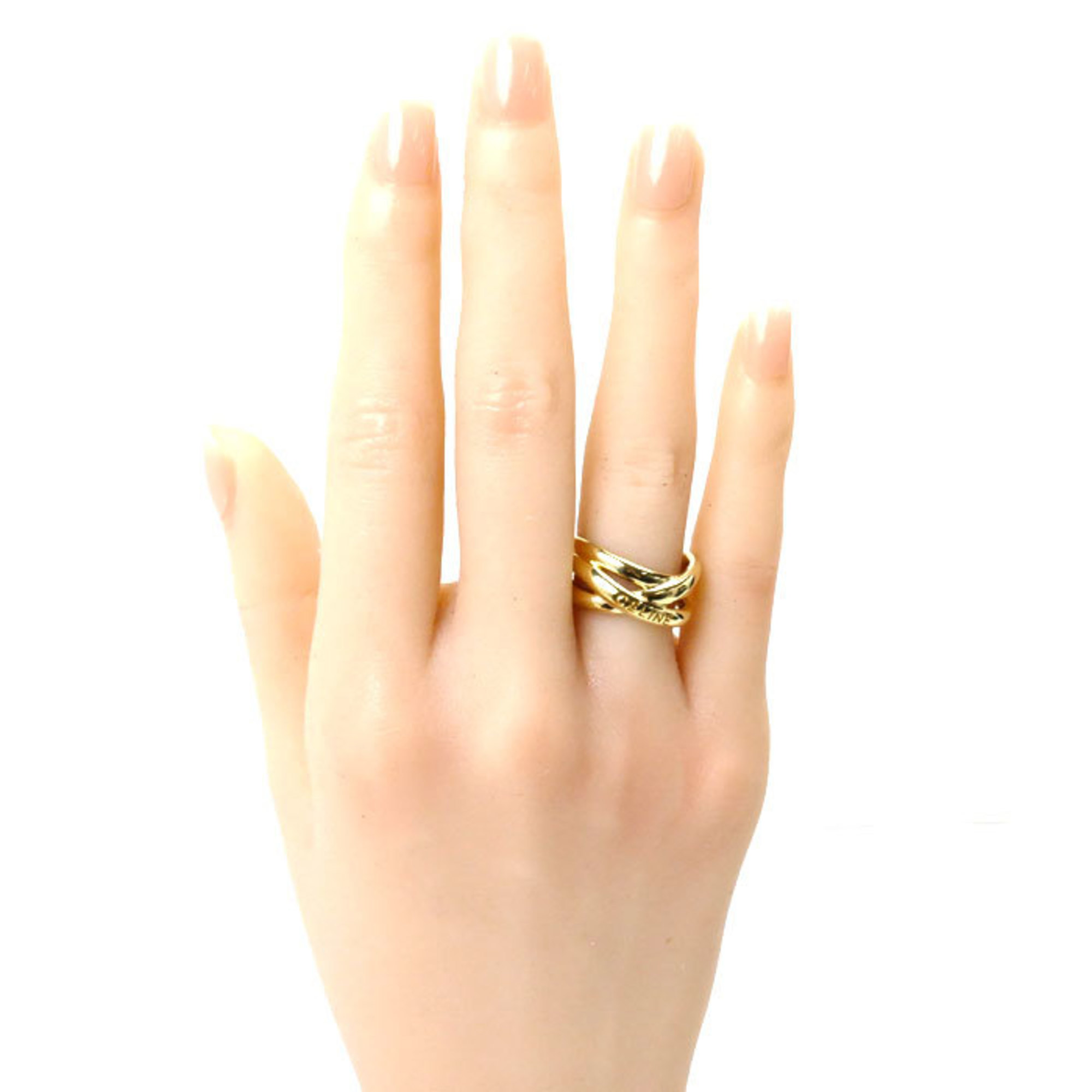 CELINE 18K Yellow Gold Ring, Size 12, 7.6g, Women's