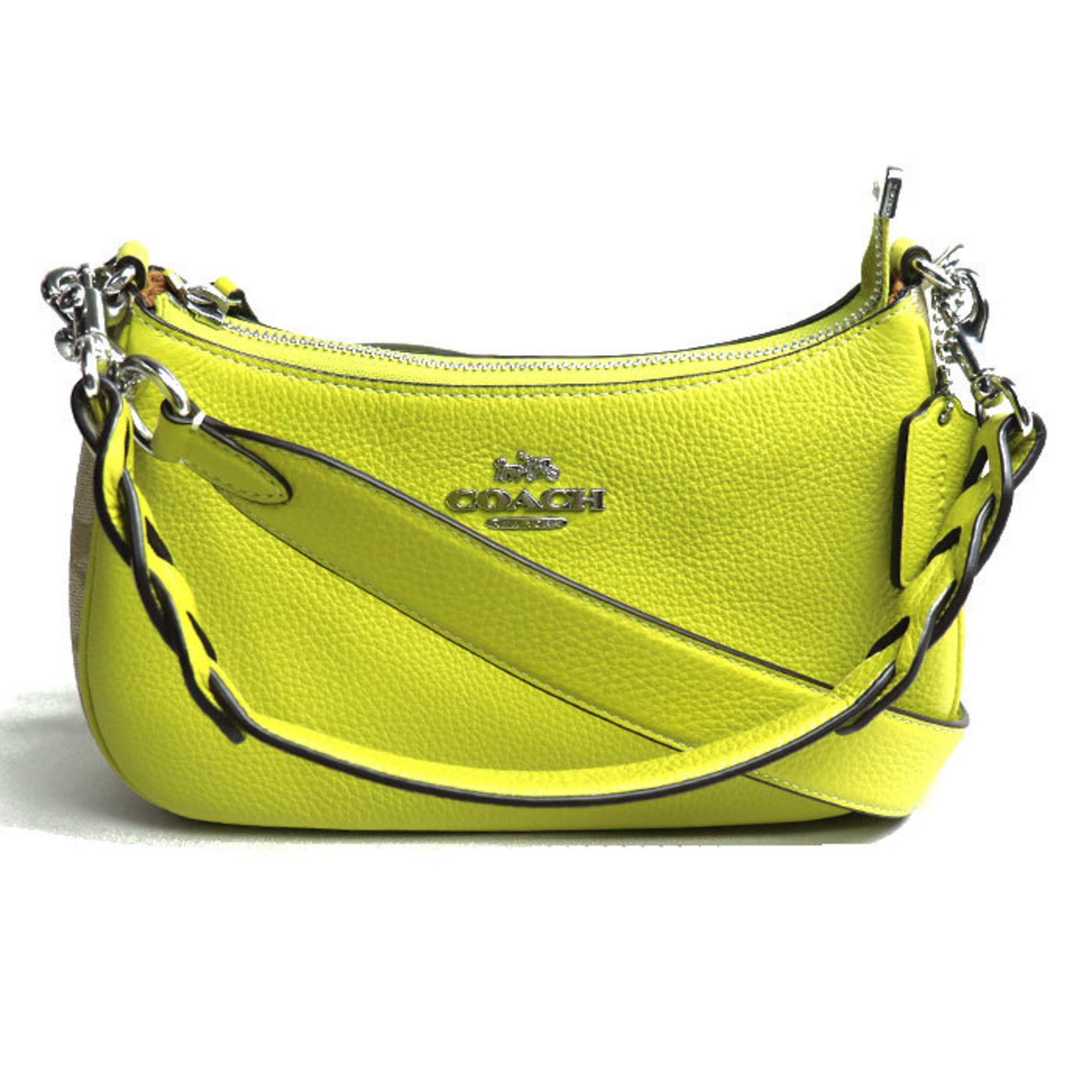 COACH Teri Shoulder Bag Signature Light Khaki Lime CJ590 Women's