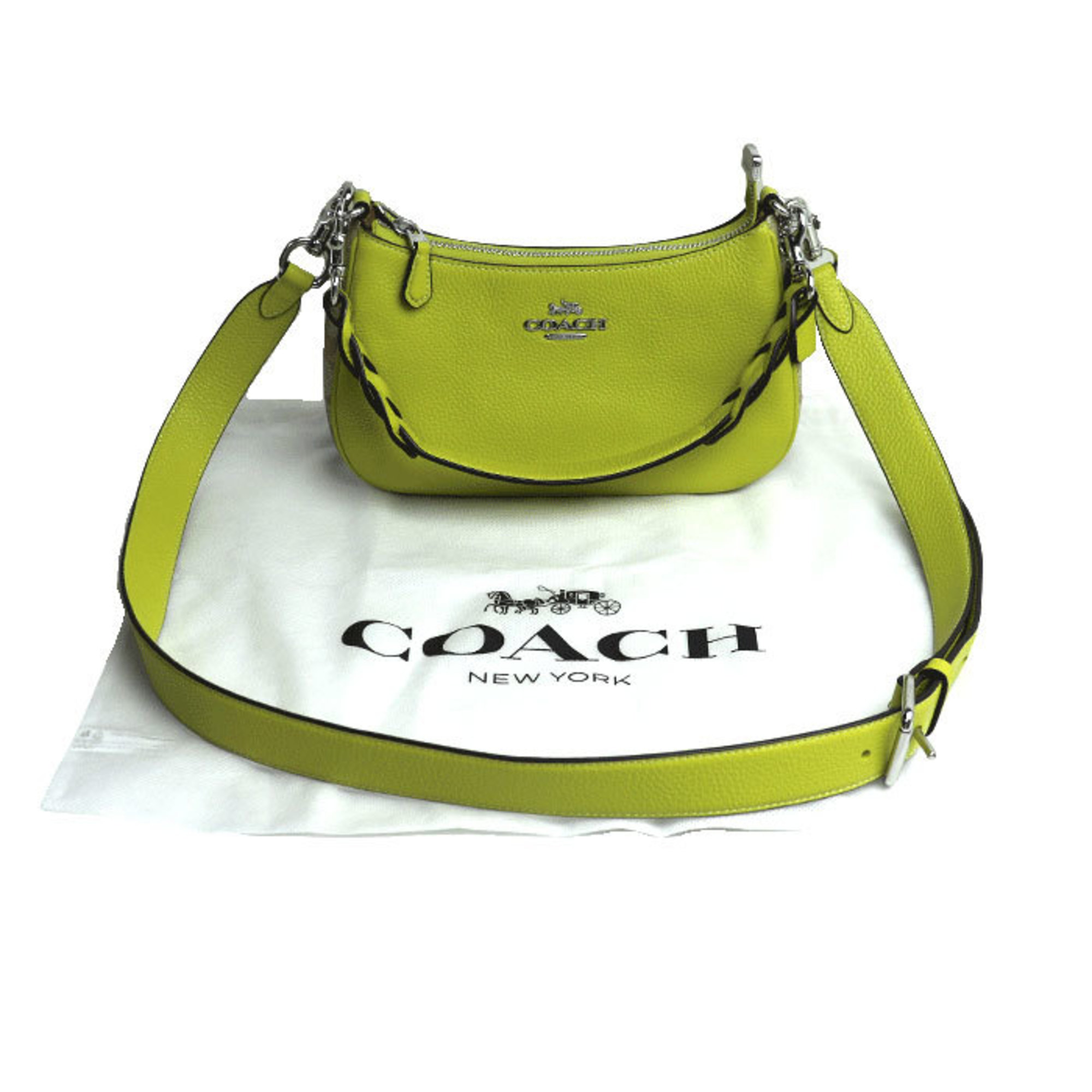 COACH Teri Shoulder Bag Signature Light Khaki Lime CJ590 Women's