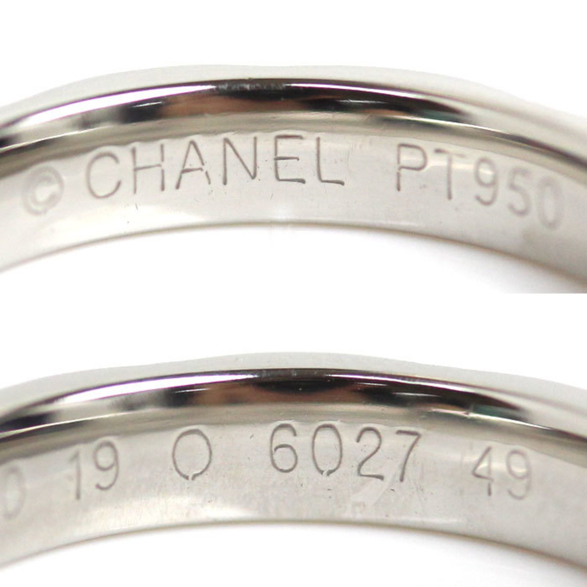 CHANEL Pt950 Platinum Matelasse Medium 10PD Ring J1651 Diamond Size 8.5 49 4.8g Women's