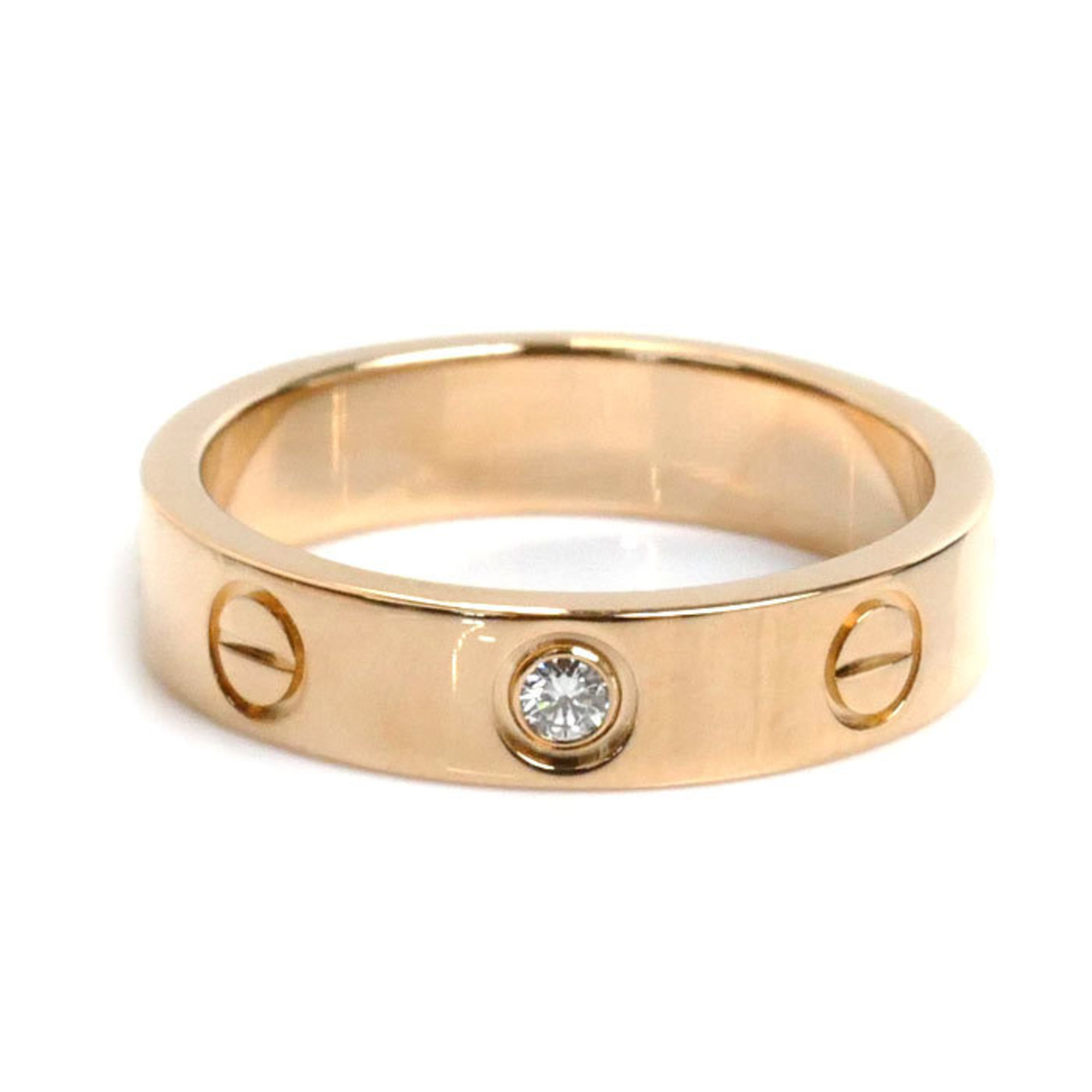 CARTIER K18PG Pink Gold Love 1P Diamond Ring B4050747 Size 7 47 3.9g Women's