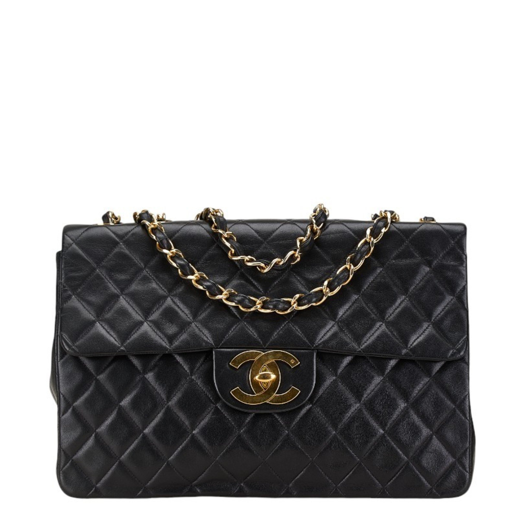 Chanel Matelasse Coco Mark Chain Shoulder Bag Black Lambskin Women's CHANEL