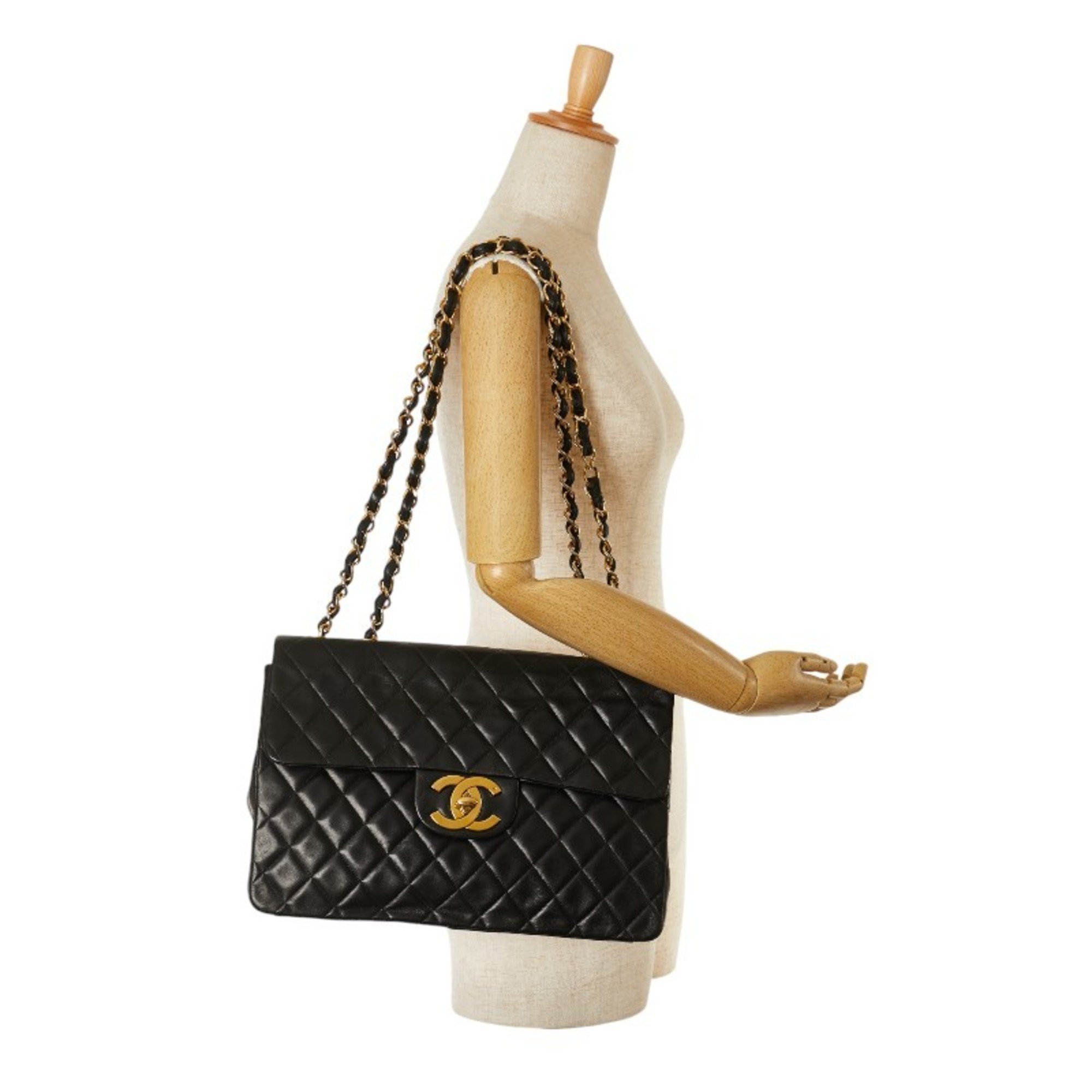 Chanel Matelasse Coco Mark Chain Shoulder Bag Black Lambskin Women's CHANEL