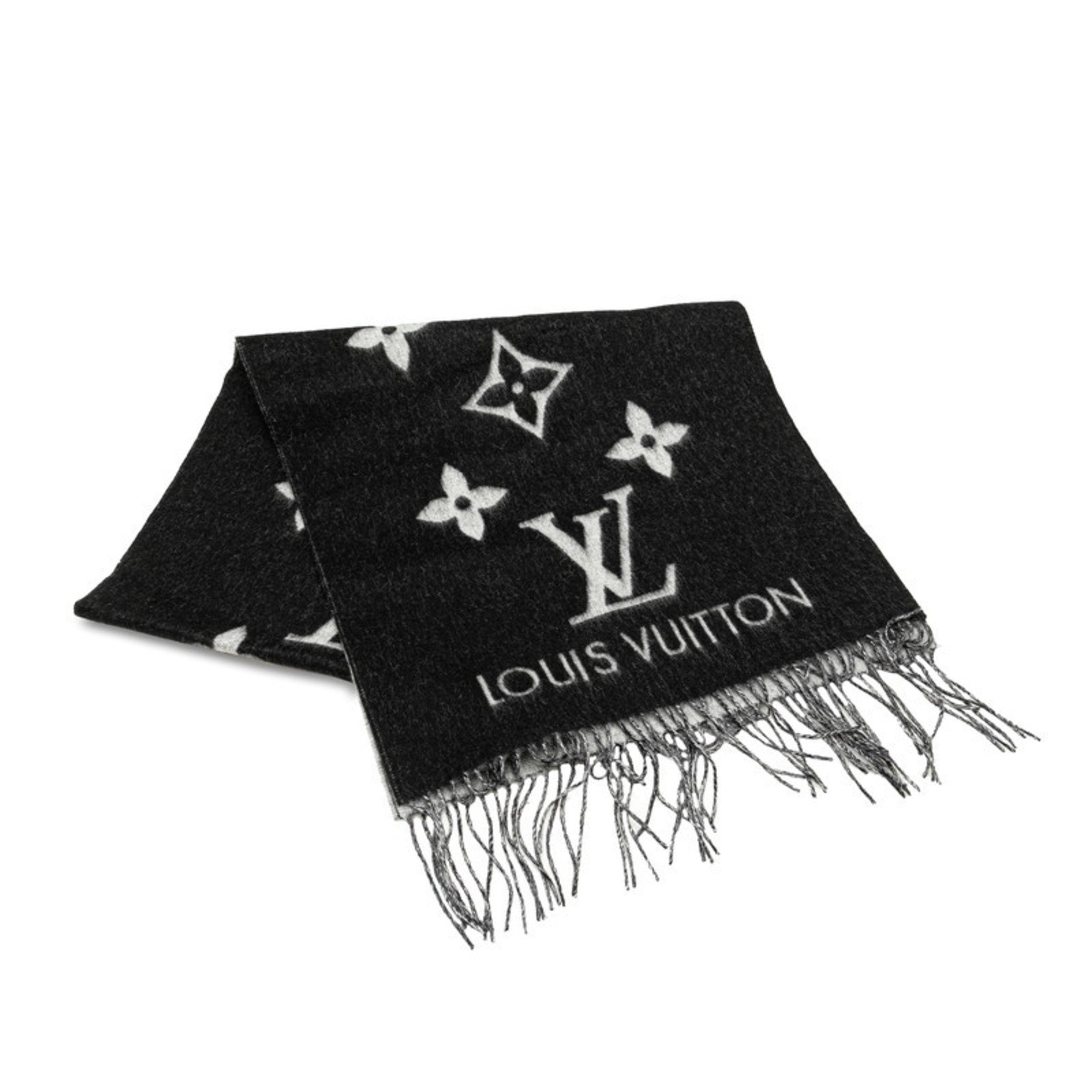 Louis Vuitton Echarpe Reykjavik Stole Scarf M71040 Noir Gray Cashmere Women's LOUIS VUITTON