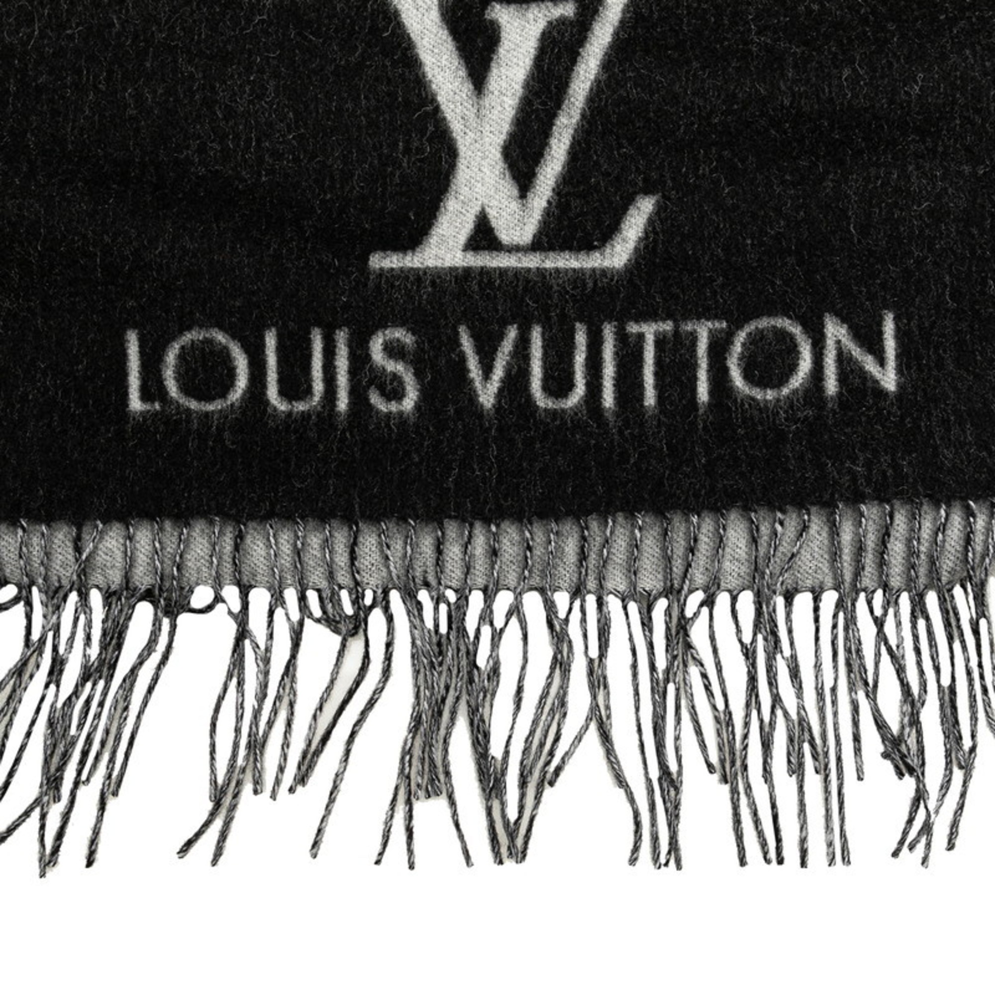 Louis Vuitton Echarpe Reykjavik Stole Scarf M71040 Noir Gray Cashmere Women's LOUIS VUITTON