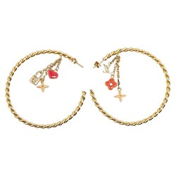 Louis Vuitton Monogram Creole Sweet Hoop Earrings M65481 Gold Red Plated Women's LOUIS VUITTON