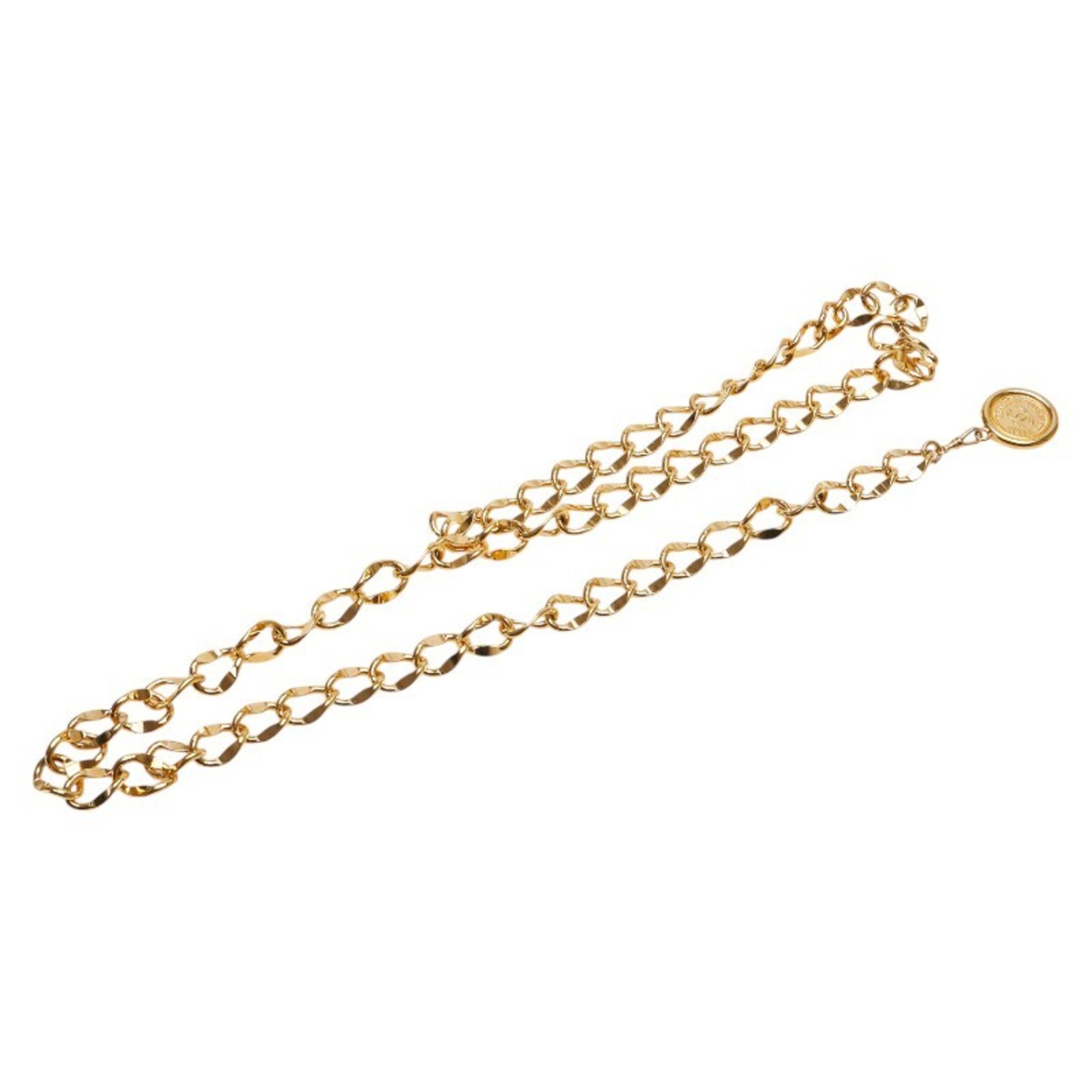 Chanel Coco Mark Medallion Chain Belt Gold Plated Women's CHANEL