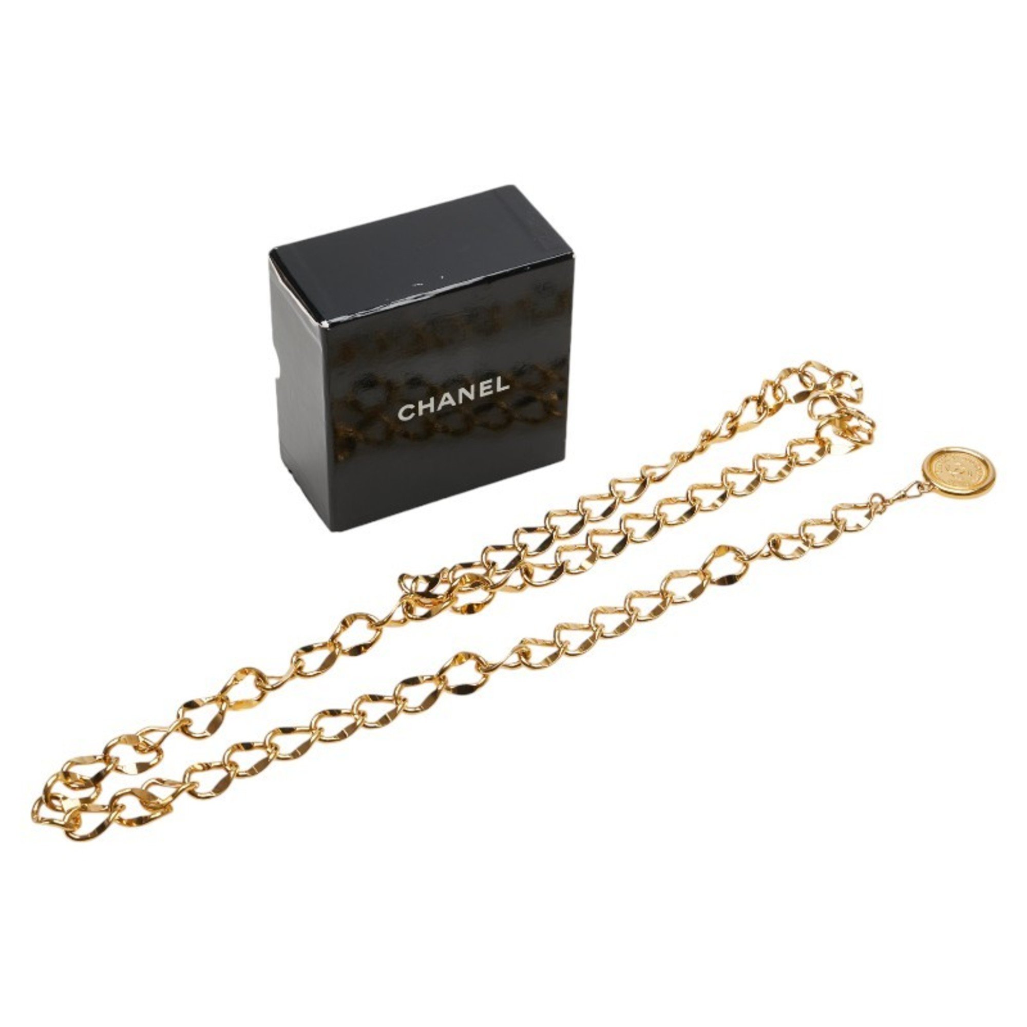 Chanel Coco Mark Medallion Chain Belt Gold Plated Women's CHANEL