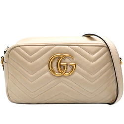 Gucci GG Marmont Chain Women's Shoulder Bag 447632 Leather Ivory